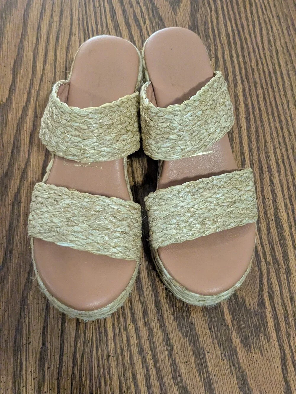 Woven Double-Band Platform Slide Sandals Size 7